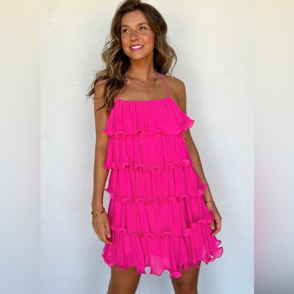 Pink Ruffle Tiered Dress